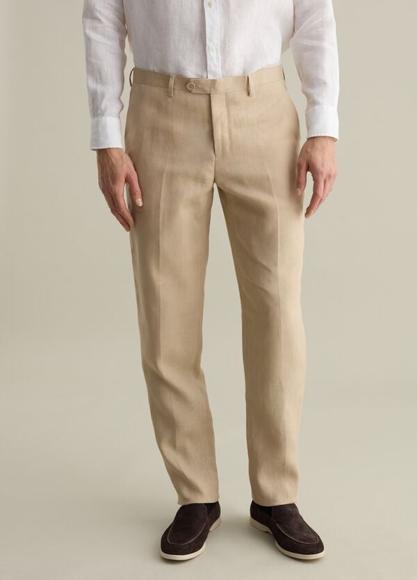 Ovs Pantaloni Regular Fit In Lino Contemporary