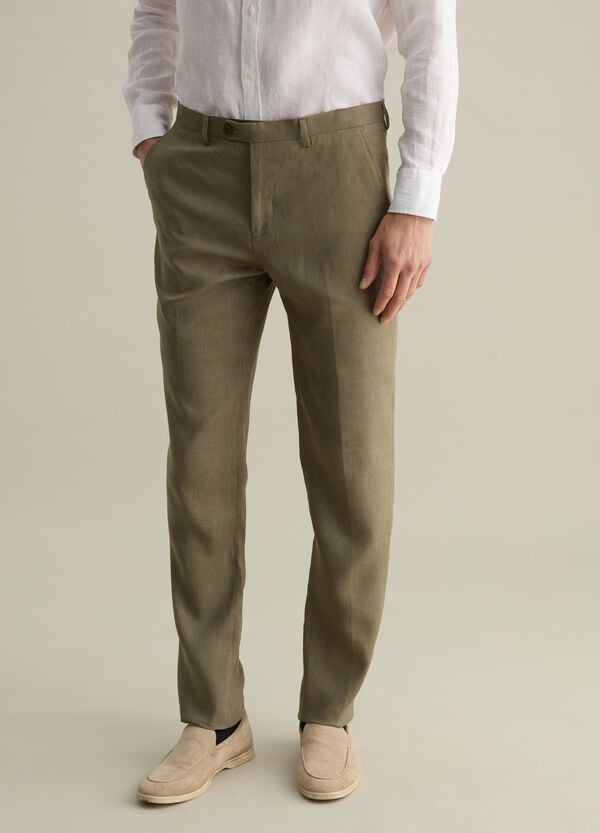 Ovs Pantaloni Regular Fit In Lino Contemporary