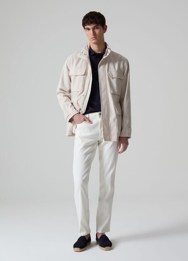 Ovs Pantaloni slim fit in lino e cotone PIOMBO