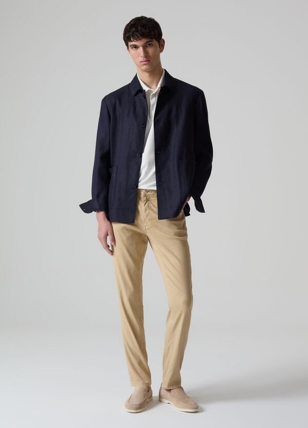 Ovs Pantaloni slim in lino e cotone stretch