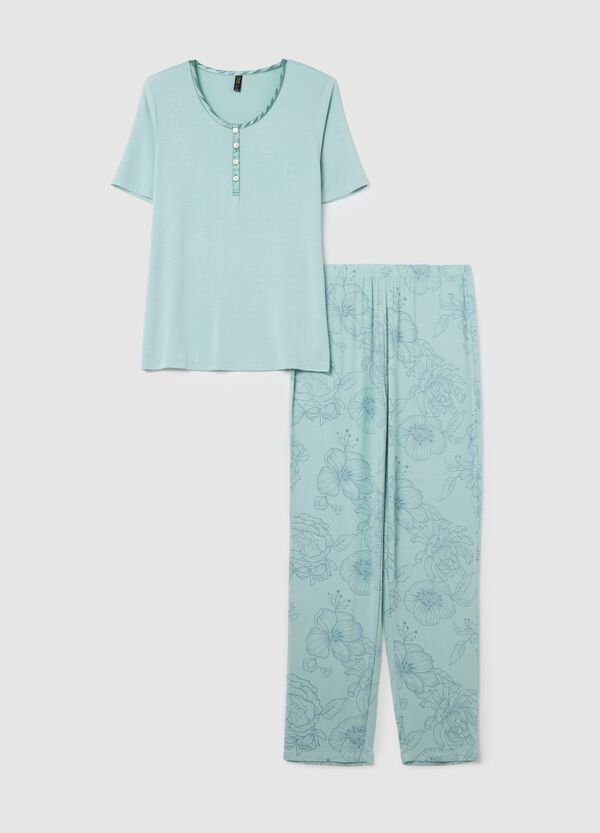 Ovs Pigiama azzurro con stampa floreale
