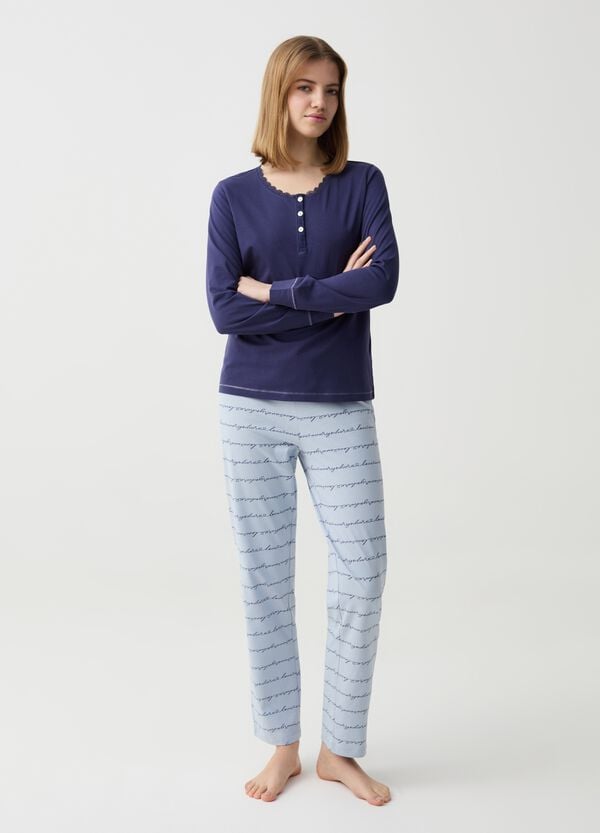 Ovs Pigiama in cotone bio con scollo serafino