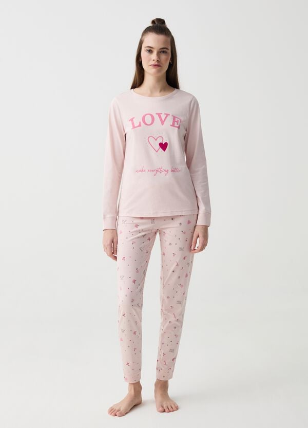 Ovs Pigiama in cotone bio con stampa amore