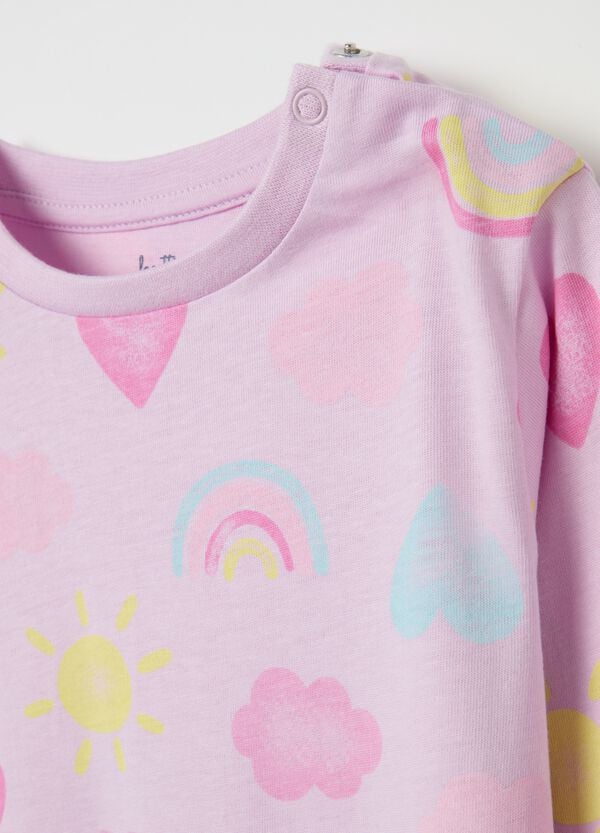 Ovs Pigiama In Cotone Bio Con Stampa Sole E Cuori