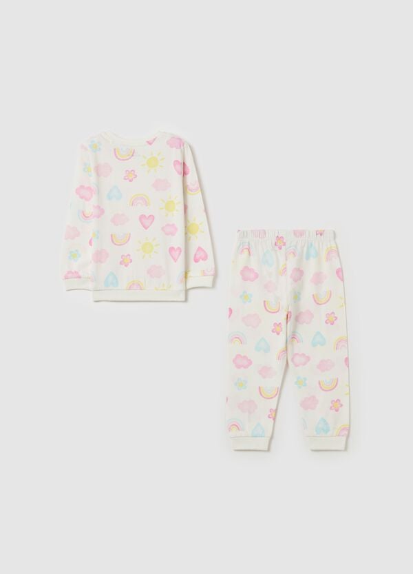 Ovs Pigiama In Cotone Bio Con Stampa Sole E Cuori
