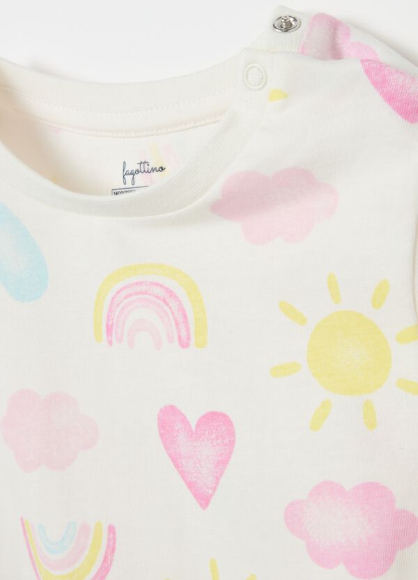 Ovs Pigiama In Cotone Bio Con Stampa Sole E Cuori