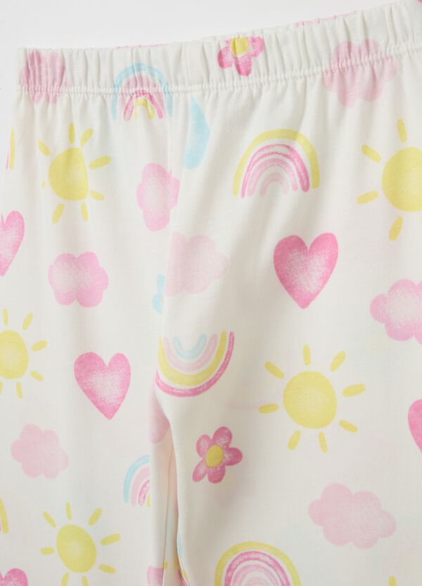 Ovs Pigiama In Cotone Bio Con Stampa Sole E Cuori