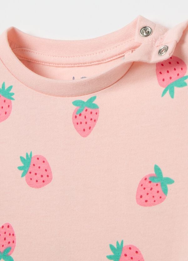 Ovs Pigiama In Cotone Bio Stampa Fragole Rosa
