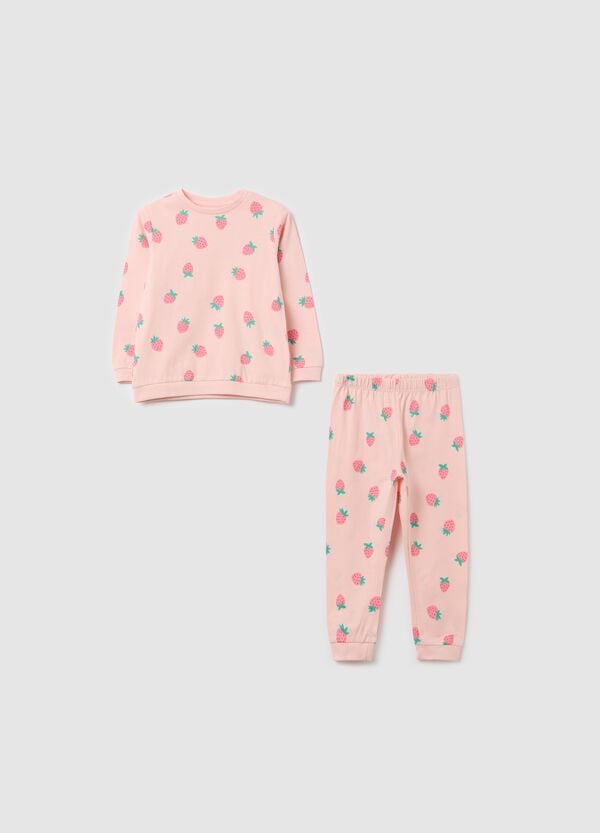 Ovs Pigiama in cotone bio stampa fragole rosa