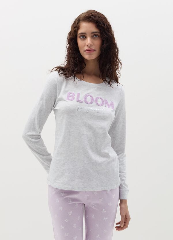 Ovs Pigiama In Cotone Con Scritta Bouclé