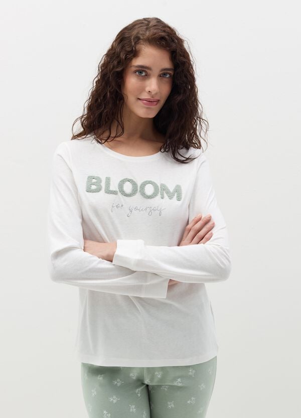 Ovs Pigiama In Cotone Con Scritta Bouclé