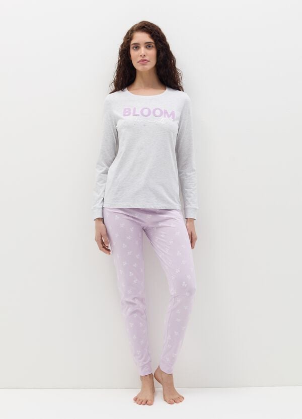 Ovs Pigiama in cotone con scritta bouclé