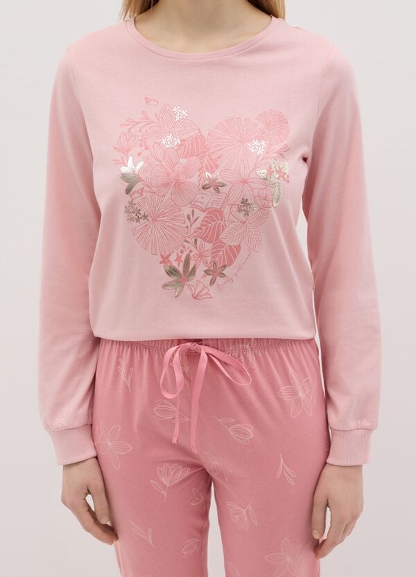 Ovs Pigiama In Cotone Rosa Con Stampa Floreale
