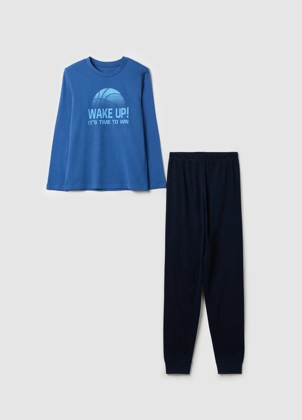 Ovs Pigiama in cotone "Wake Up It's time to win"