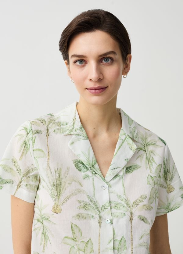 Ovs Pigiama In Tela Con Stampa Palme Tropicali