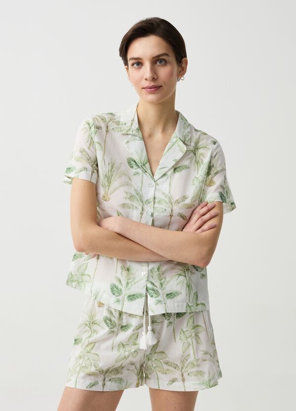 Ovs Pigiama in tela con stampa palme tropicali