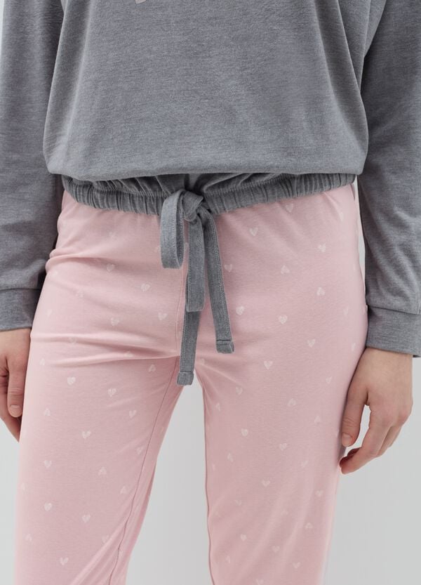 Ovs Pigiama Lungo Stampa Cuoricini