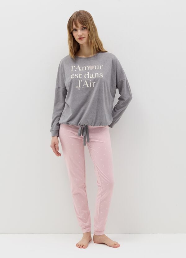 Ovs Pigiama lungo stampa cuoricini