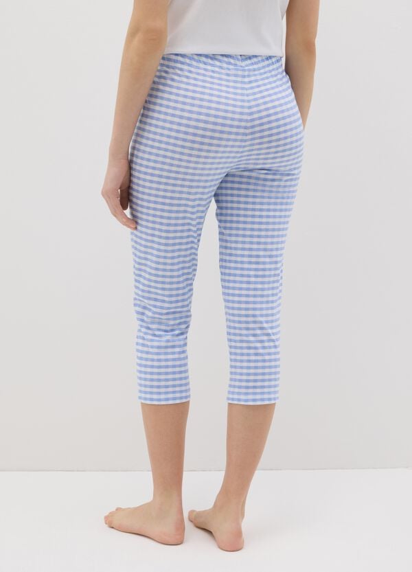 Ovs Pigiama Pinocchietto Vichy Bianco E Azzurro