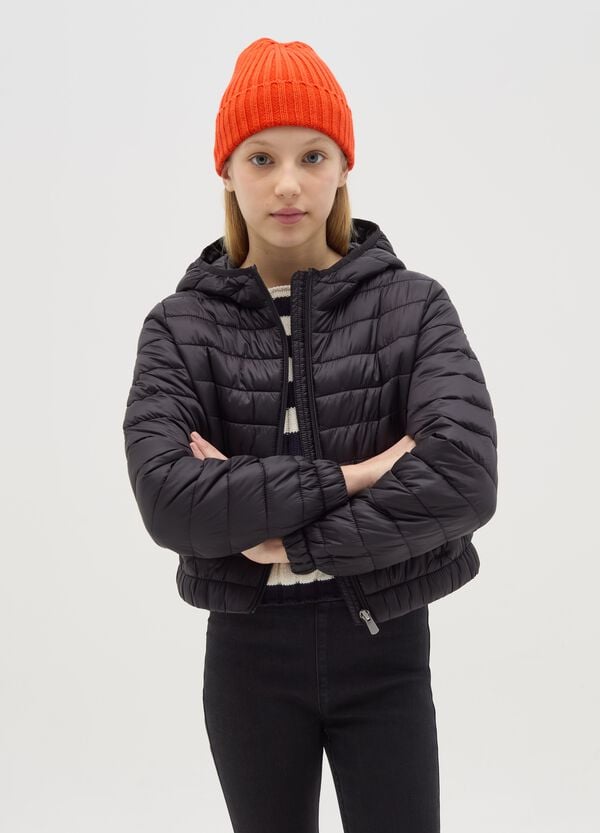 Ovs Piumino ultralight crop con cappuccio