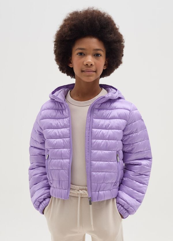 Ovs Piumino ultralight crop con cappuccio