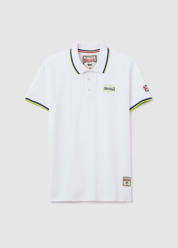 Ovs Polo a manica corta in cotone bianco