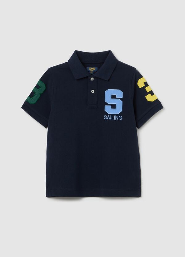 Ovs Polo in cotone con patch e ricamo "Yacht Club"