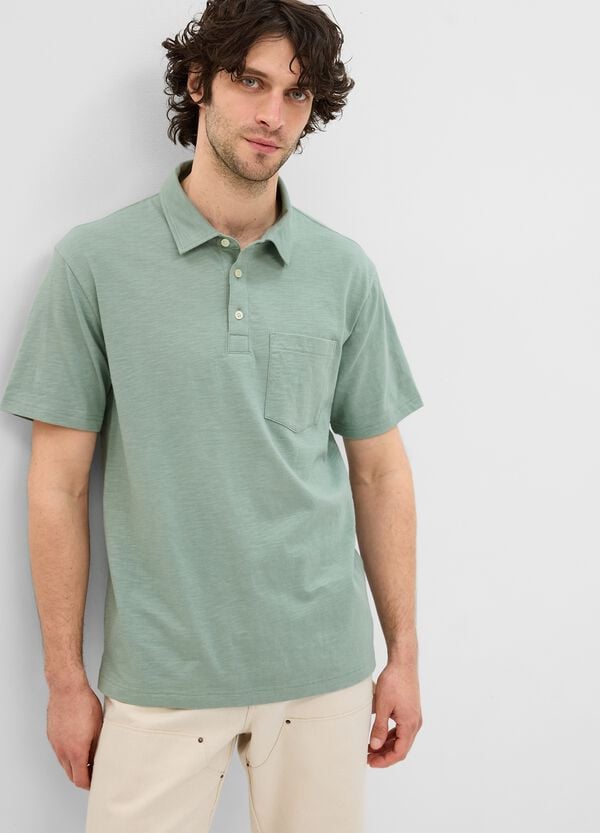Ovs Polo in cotone slub con tasca