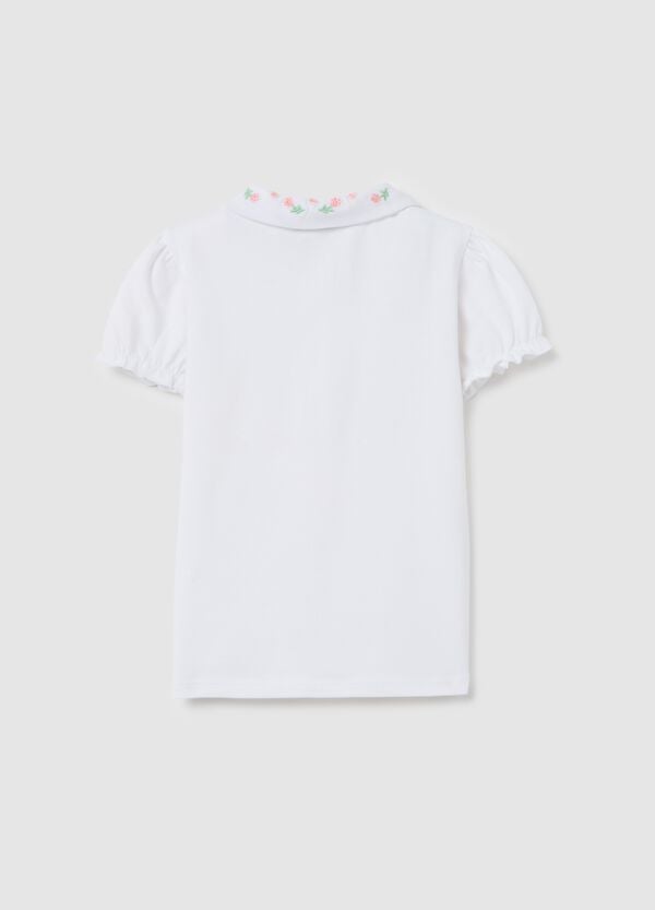 Ovs Polo In Cotone Stretch Con Ricamo Fiorellini