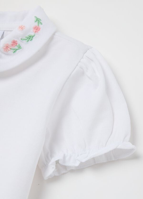 Ovs Polo In Cotone Stretch Con Ricamo Fiorellini