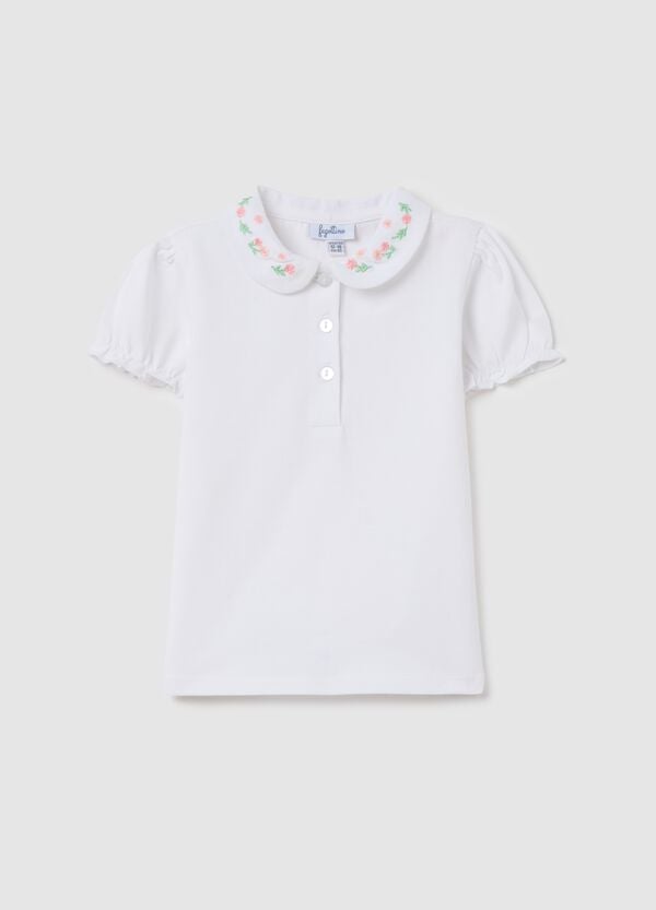 Ovs Polo in cotone stretch con ricamo fiorellini