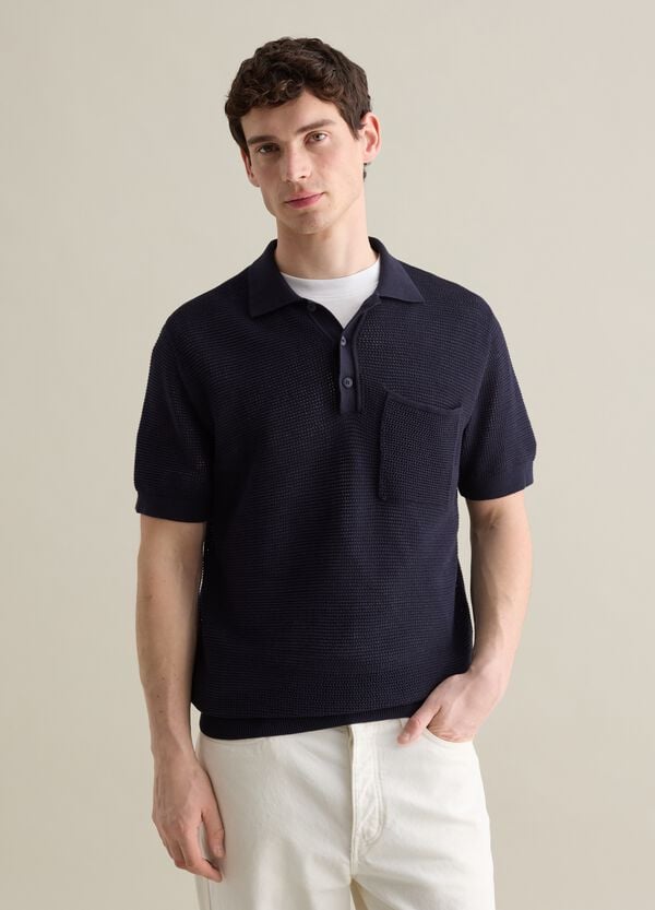 Ovs Polo In Maglia Traforata Blu