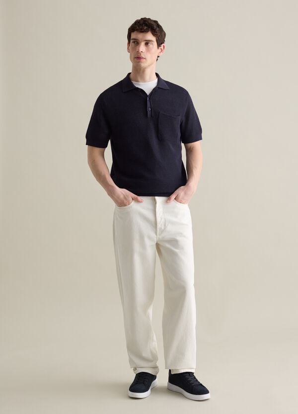Ovs Polo in maglia traforata blu