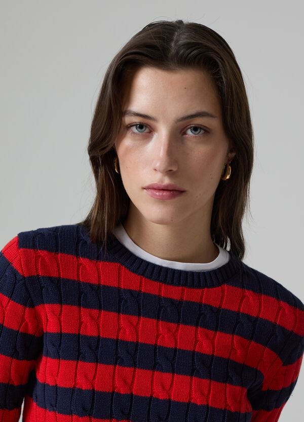 Ovs Pullover A Righe Con Lavorazione A Trecce