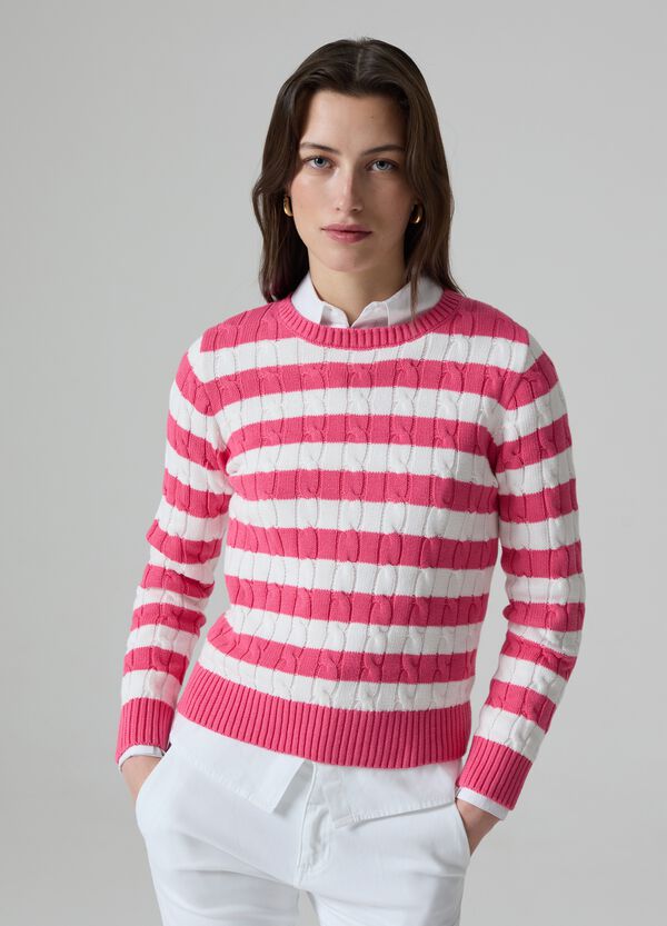 Ovs Pullover a righe con lavorazione a trecce