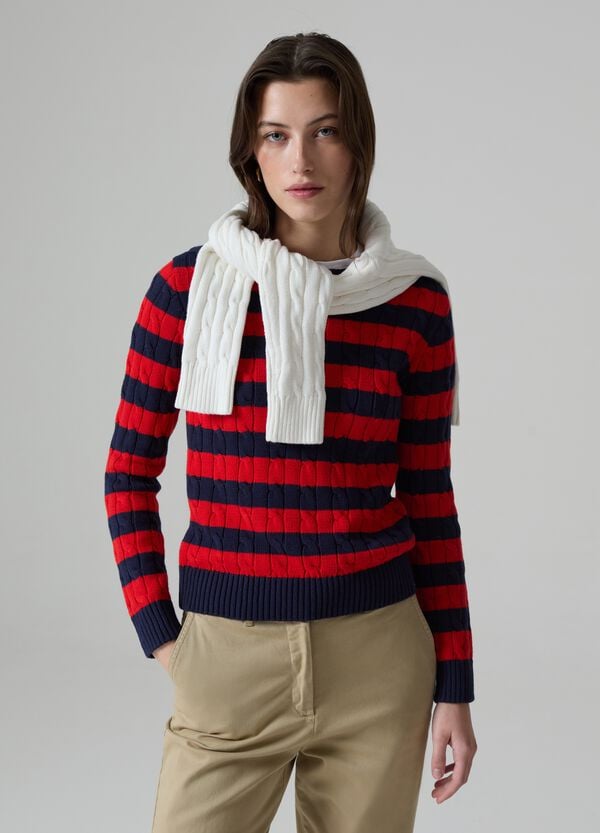 Ovs Pullover a righe con lavorazione a trecce