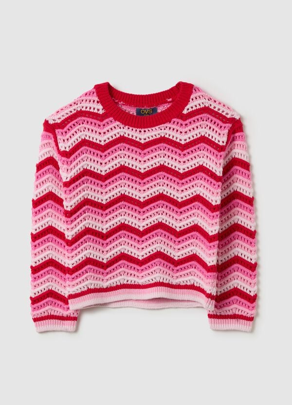 Ovs Pullover a righe con lavorazione traforata