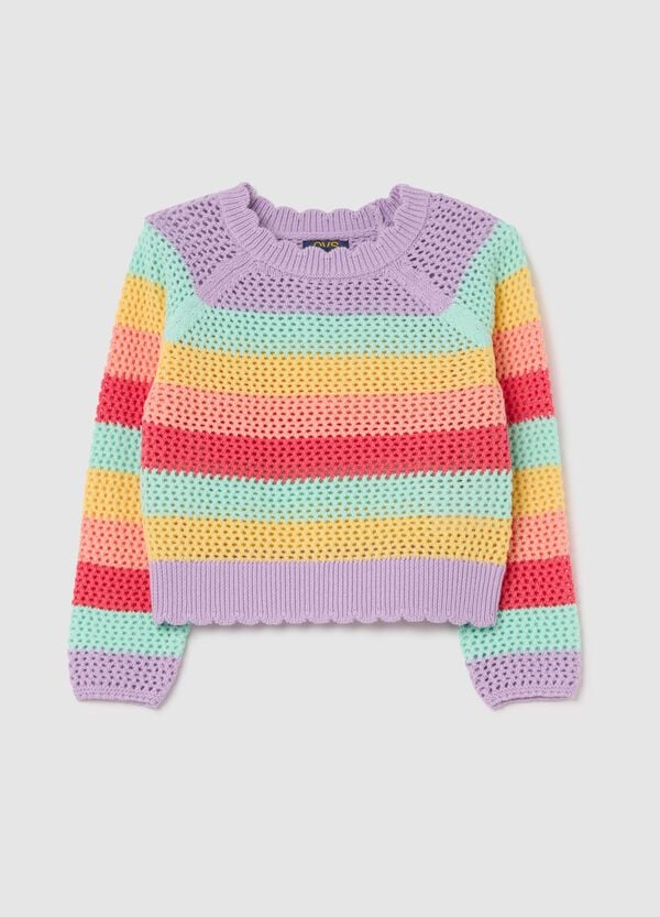 Ovs Pullover a righe con lavorazione traforata