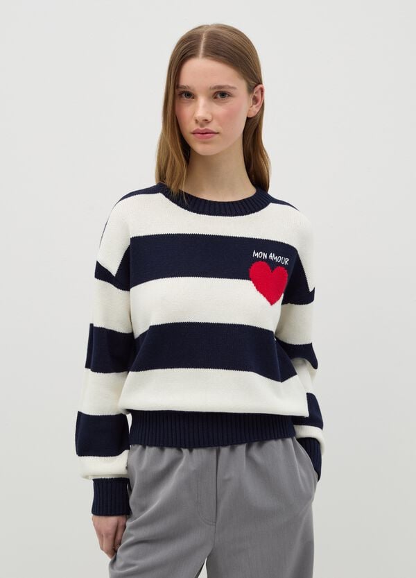 Ovs Pullover A Righe Con Ricamo