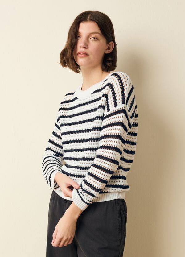 Ovs Pullover A Righe Con Trama Traforata