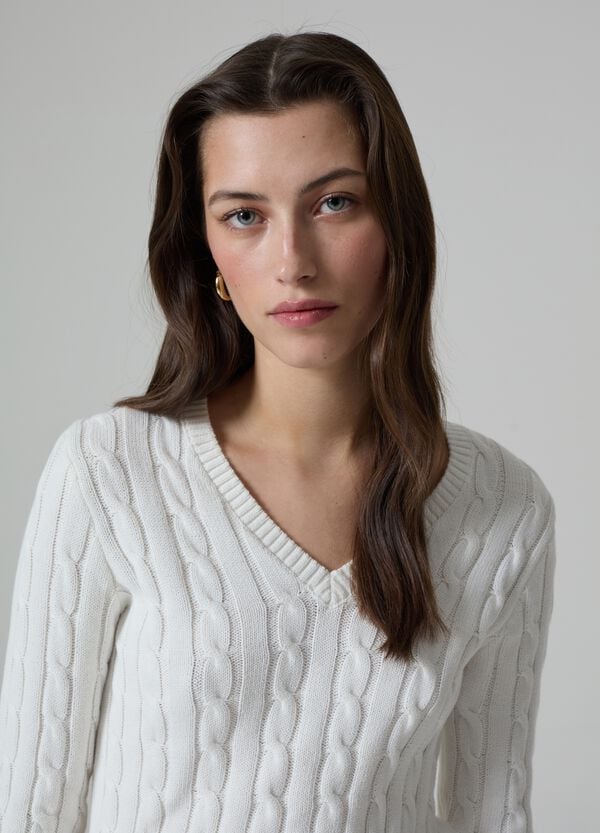 Ovs Pullover Con Lavorazione A Trecce Scollo A V