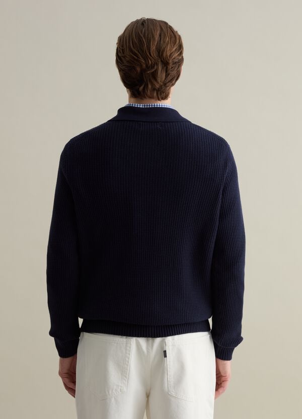 Ovs Pullover Con Scollo A Polo Micro Trama Waffle
