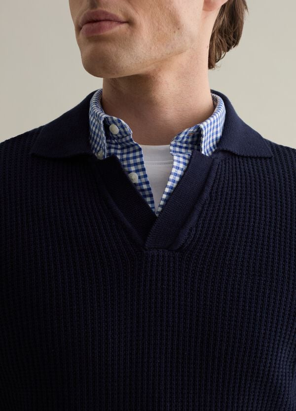 Ovs Pullover Con Scollo A Polo Micro Trama Waffle