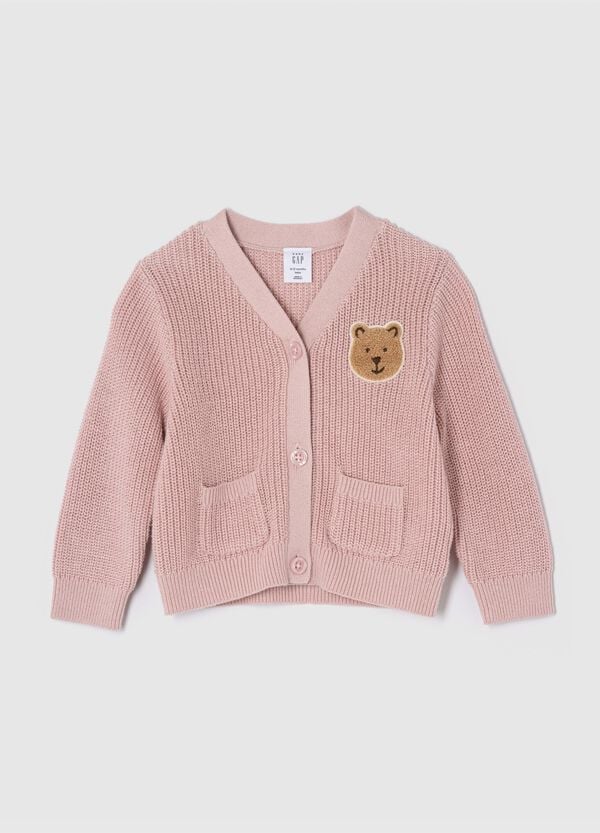 Ovs Pullover con scollo a V e patch orsetto bouclé