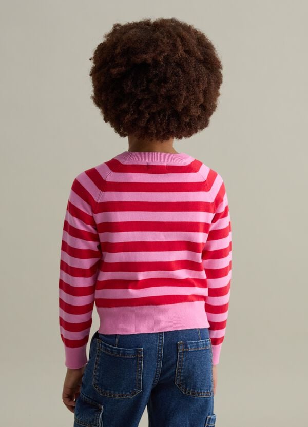 Ovs Pullover In Cotone A Righe Con Ricamo Logo