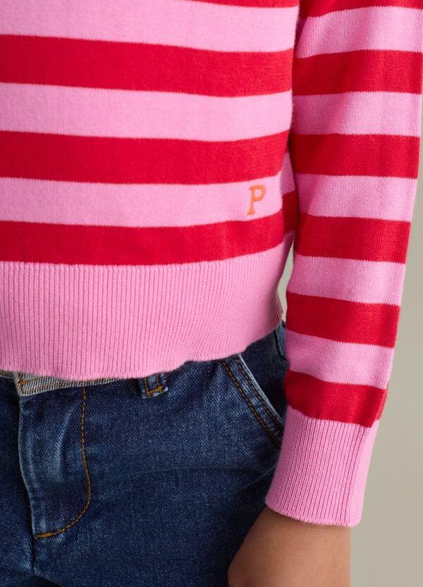 Ovs Pullover In Cotone A Righe Con Ricamo Logo