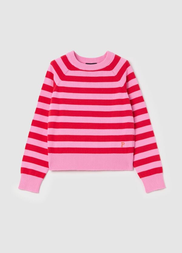 Ovs Pullover In Cotone A Righe Con Ricamo Logo
