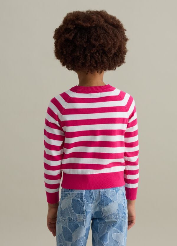 Ovs Pullover In Cotone A Righe Con Ricamo Logo