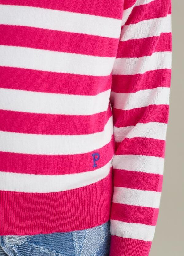 Ovs Pullover In Cotone A Righe Con Ricamo Logo