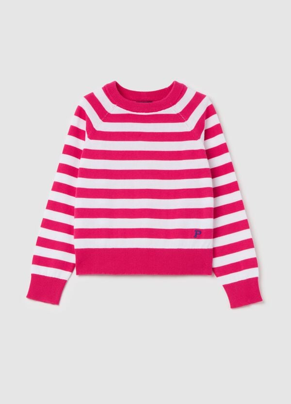 Ovs Pullover In Cotone A Righe Con Ricamo Logo
